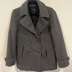 Lands' End Women's Charcoal Wool Classic Jacket Peacoat